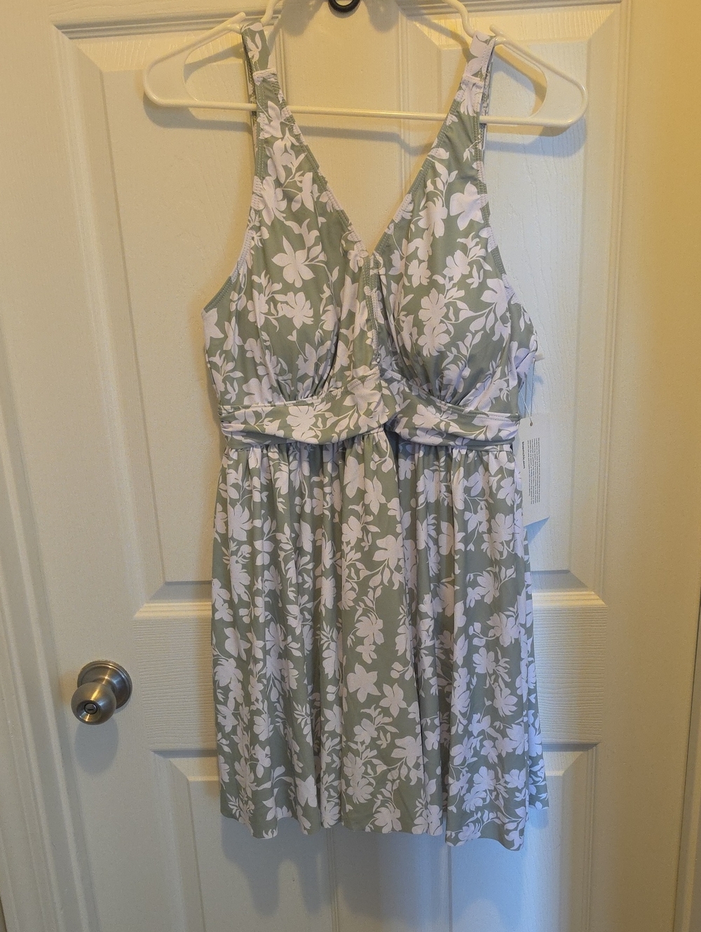 BloomChic Olive Green and White Floral Swim Dress